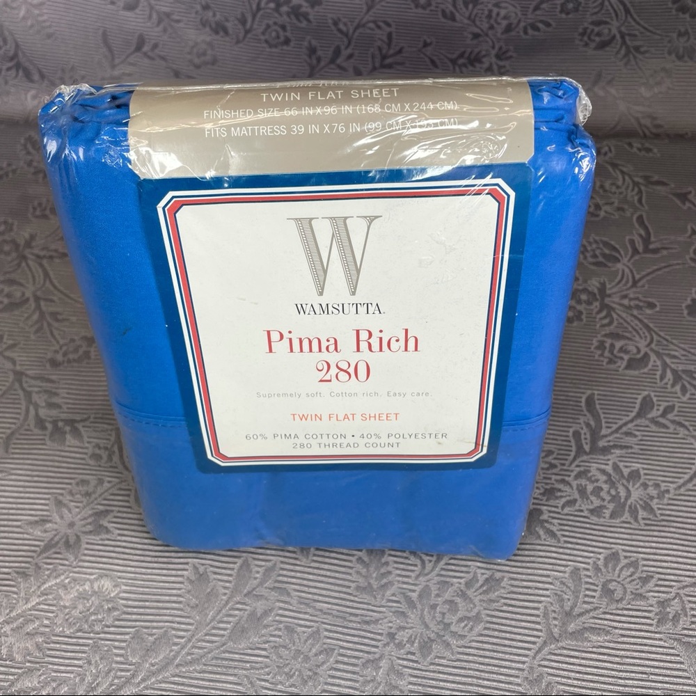 Wamsutta Pima Rich 280 Blue Twin Flat Sheet